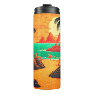Farbenfrohe Sommer Tropical Beach Landschaftsbild  Thermosbecher