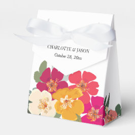 Farbenfrohe Sommerblumenkolonne Name Hochzeit Geschenkschachtel