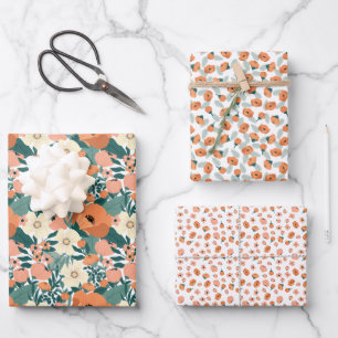 Farbenfrohe Sommerblüte Geschenkpapier Set