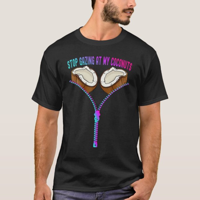 Farbenfrohe Sommercoconut Bra Stopp Gazette an mei T-Shirt (Vorderseite)