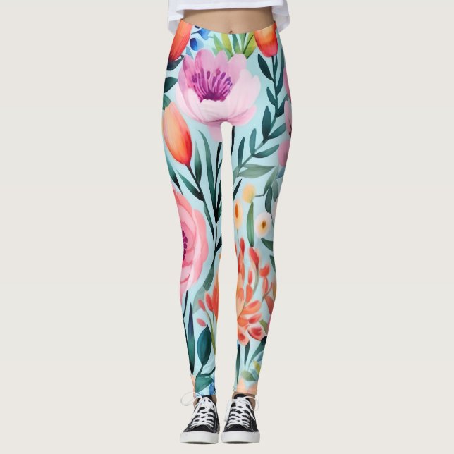 farbenfrohe Sommerdesign der Blume Leggings (Vorderseite)
