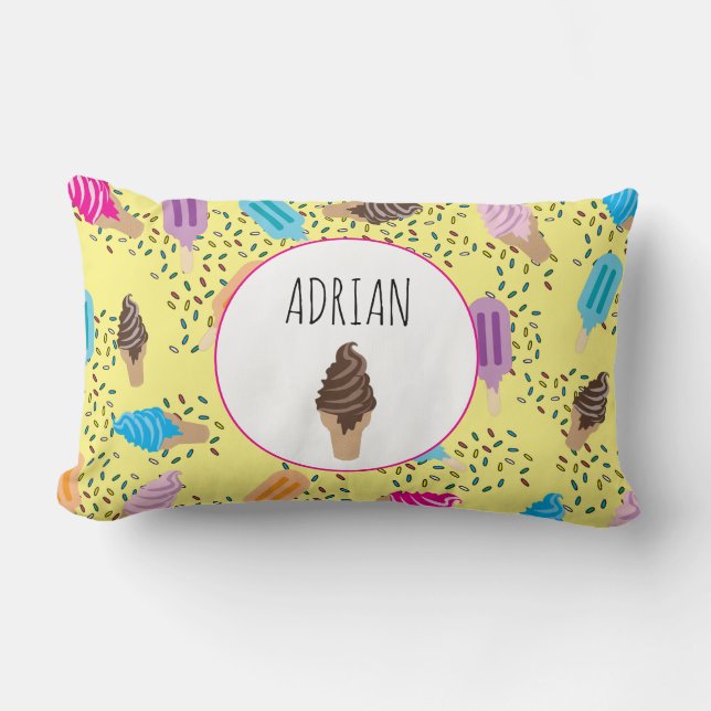 Farbenfrohe Sommereis Creme Ice Pops Muster Lendenkissen (Vorderseite)