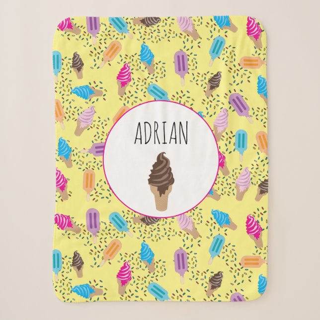 Farbenfrohe Sommereis Creme Ice Pops Muster Sherpadecke (Vorderseite)
