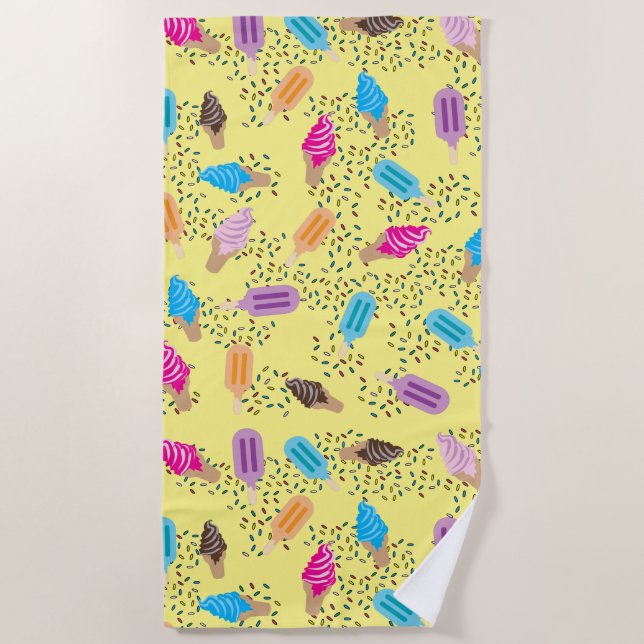 Farbenfrohe Sommereis Creme Ice Pops Muster Strandtuch (Vorderseite)
