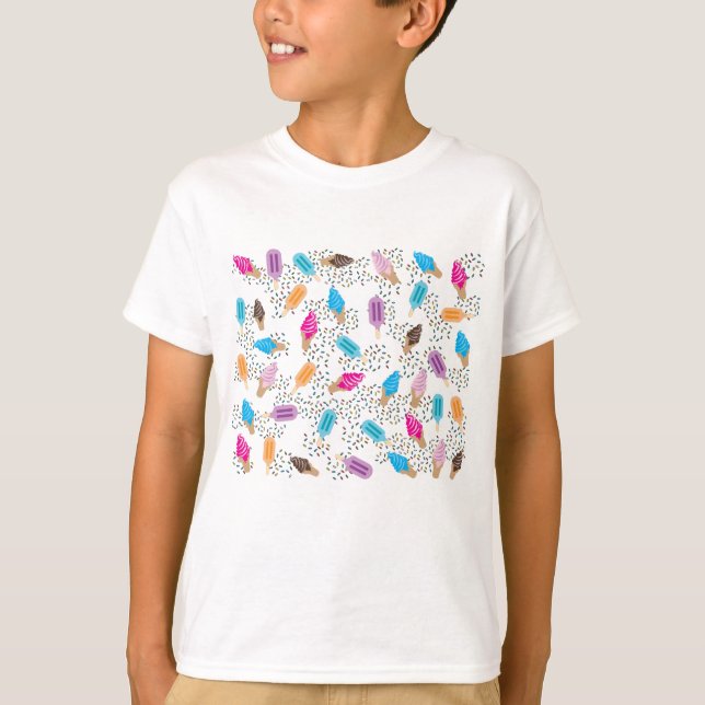 Farbenfrohe Sommereisenzüge Creme Muster T-Shirt (Vorderseite)
