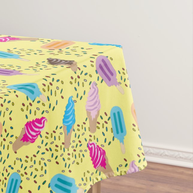 Farbenfrohe Sommereisenzüge Creme Muster Tischdecke (Beispiel)