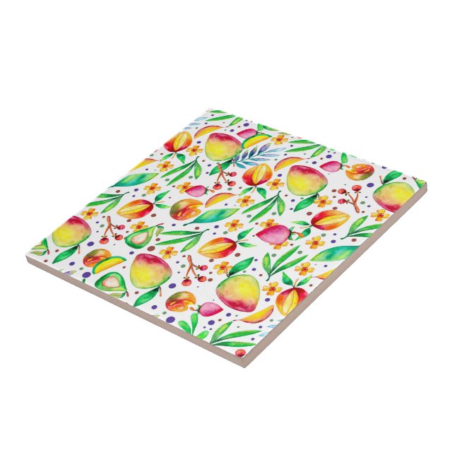 Farbenfrohe Sommerfritte-Muster Fliese (Seite)