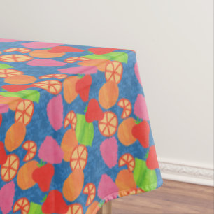 Farbenfrohe Sommerfrucht Muster auf Deep Blue Tischdecke