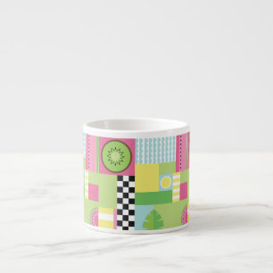 Farbenfrohe Sommerfrüchte Rosa-Gelb-Mosaik Espressotasse