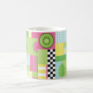 Farbenfrohe Sommerfrüchte Rosa-Gelb-Mosaik Kaffeetasse