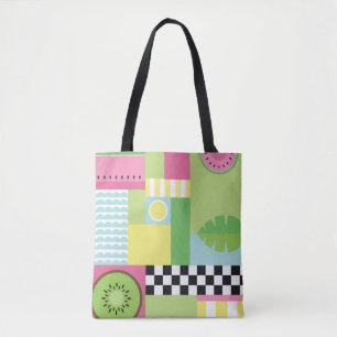 Farbenfrohe Sommerfrüchte Rosa-Gelb-Mosaik Tasche