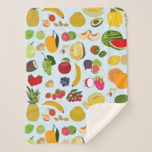 Farbenfrohe Sommerfruchtmuster Sherpadecke