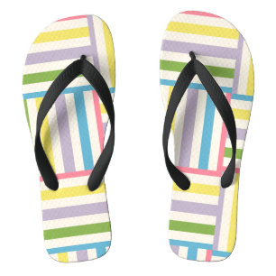 Farbenfrohe, sommergestreifte Blockmuster Flip Flops