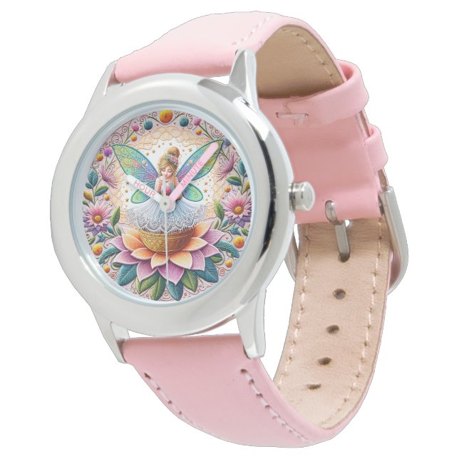 Farbenfrohe Sommerkleidung Blume und Eiscreme Armbanduhr (Schrägansicht)