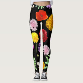 farbenfrohe Sommerkurse auf schwarzem Hintergrund Leggings