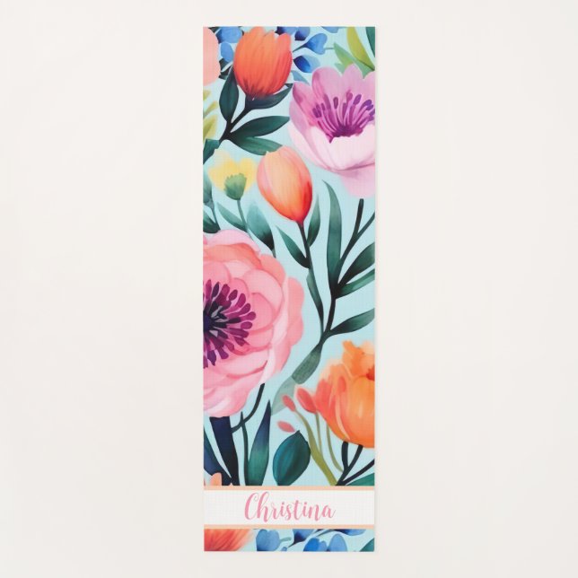 farbenfrohe sommerliche Blume mit Namen Yogamatte (Vorderseite)