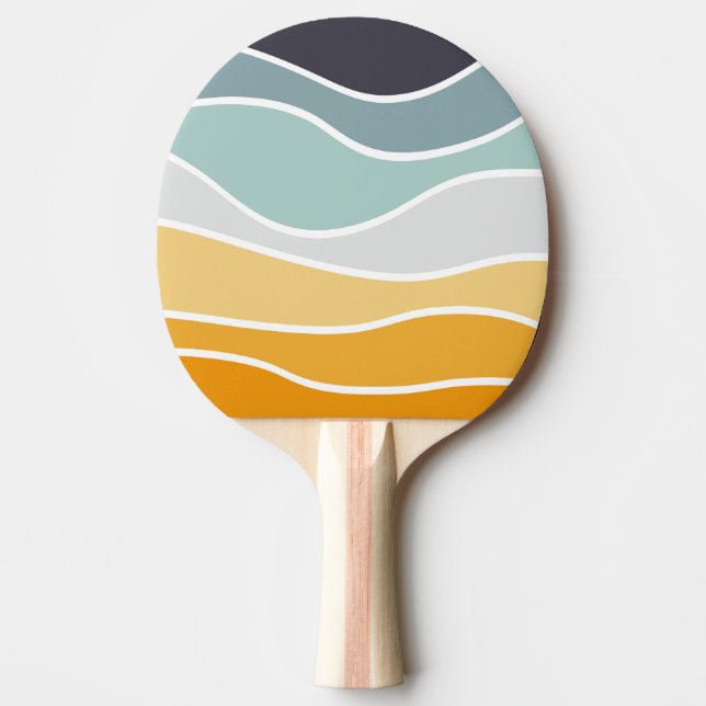 Farbenfrohe sommerliche Retrowellen Tischtennis Schläger (Vorderseite)