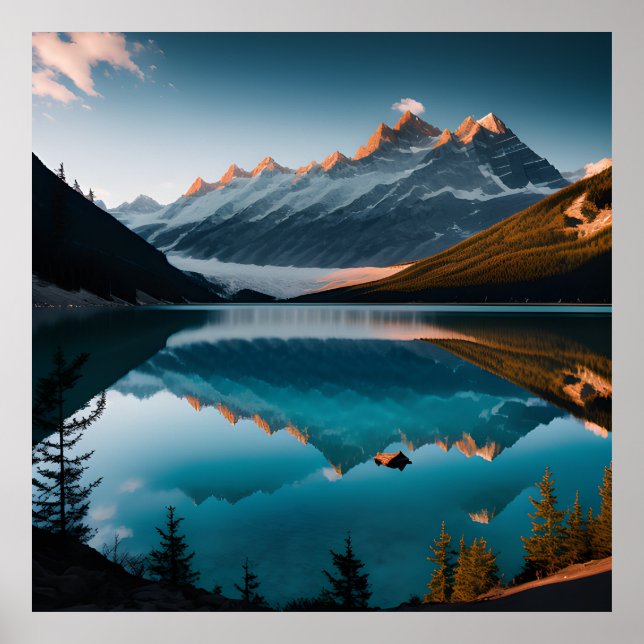 Farbenfrohe Sommerpanorama des Lac Blanc Sees Poster (Vorne)