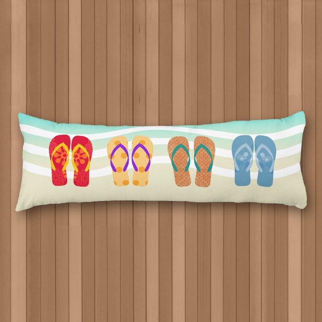 Farbenfrohe Sommerstrand Flip Flops Kissen Kissen (Von Creator hochgeladen)