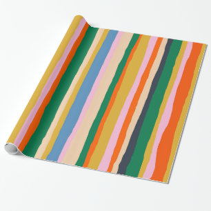 Farbenfrohe Sommerstreifen bemalt Muster Geschenkpapier