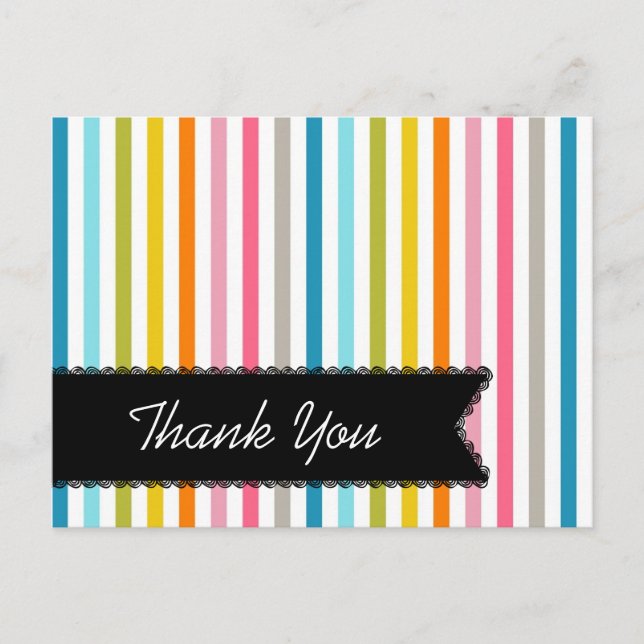 Farbenfrohe Sommerstreifen Danke, Postcard Postkarte (Vorderseite)