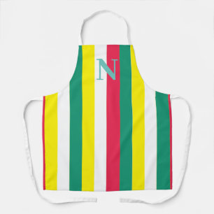 Farbenfrohe Sommerstreifen Monogramm Schürze
