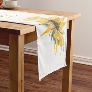 Farbenfrohe Sonnenblume Dankbar Weißes Weiß Mittelgroßer Tischläufer