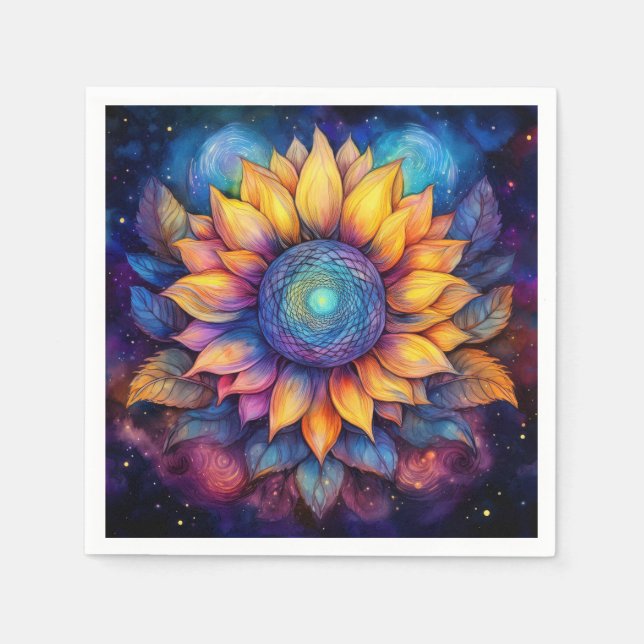 Farbenfrohe Sonnenblume Serviette (Vorderseite)