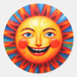 Farbenfrohe Sonnenkleber Runder Aufkleber