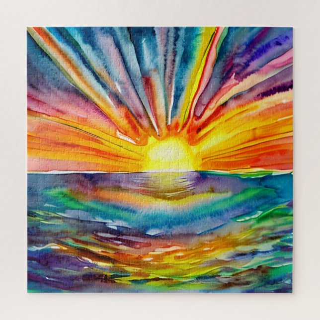 Farbenfrohe Sonnenstrahlen über dem Wasser Reflekt (Vertikal)