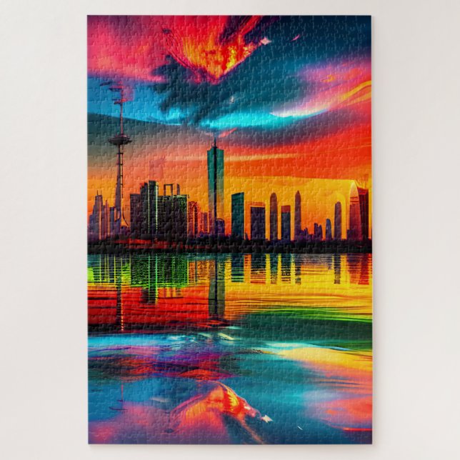 Farbenfrohe Sonnenuntergang Stadtrundgang (Vertikal)