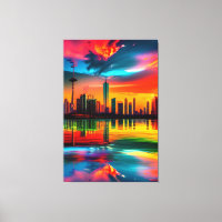 Farbenfrohe Sonnenuntergang Stadtrundgang