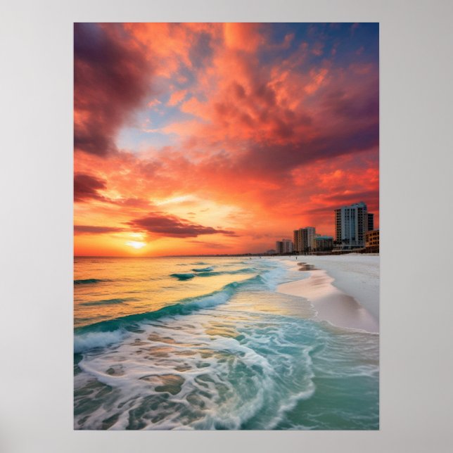 Farbenfrohe Sonnenuntergänge auf dem Panama City B Poster (Vorne)