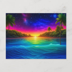 Farbenfrohe Sonnenuntergänge im tropischen Meer mi Postkarte