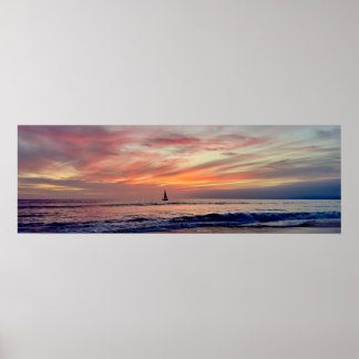 Farbenfrohe Sonnenuntergänge & Sailboat - Venice B Poster