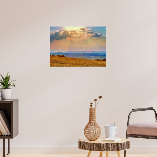Farbenfrohe Sonnenuntergänge über den zentralen Bo Poster (Wohnzimmer 3)