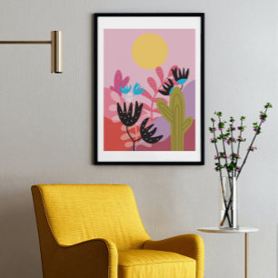 Farbenfrohe Sonnenwüste moderne Kakteen Deko Art P