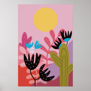 Farbenfrohe Sonnenwüste moderne Kakteen Deko Art P