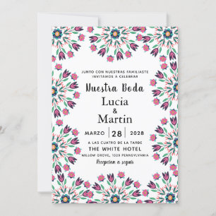 Farbenfrohe spanische Hochzeit Nuestra Boda Einladung