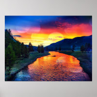 Farbenfrohe Sparkling Yellowstone River Landschaft