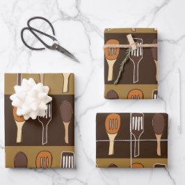 Farbenfrohe Spatula Kochen Küche Essen Geschenkpapier Set