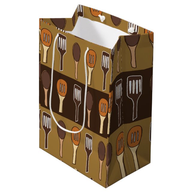 Farbenfrohe Spatula Küche Kochen Mittlere Geschenktüte (Vorderseite Schrägansicht)