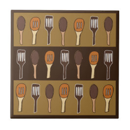 Farbenfrohe Spatula Küche Kochutensilien Fliese