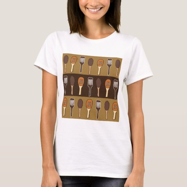 Farbenfrohe Spatula Küche Kochutensilien T-Shirt (Vorderseite)