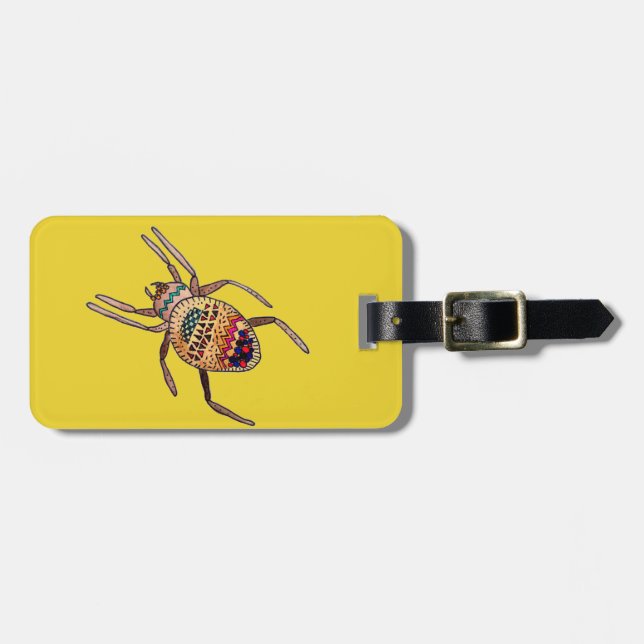 Farbenfrohe Spiderkunst Gepäckanhänger (Vorderseite horizontal)