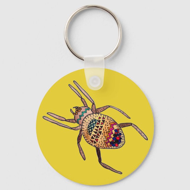 Farbenfrohe Spiderkunst Schlüsselanhänger (Vorderseite)