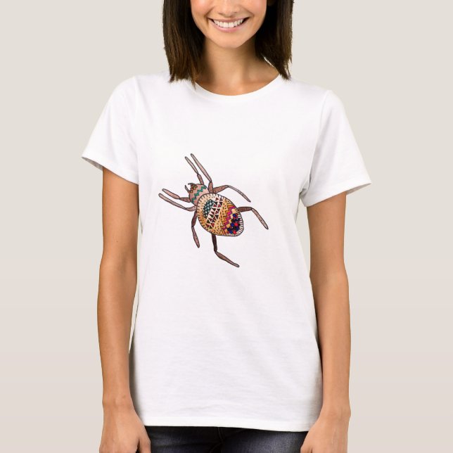 Farbenfrohe Spiderkunst T-Shirt (Vorderseite)