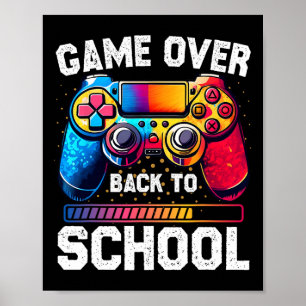 Farbenfrohe Spiele über Buben zur Schule Videospie Poster