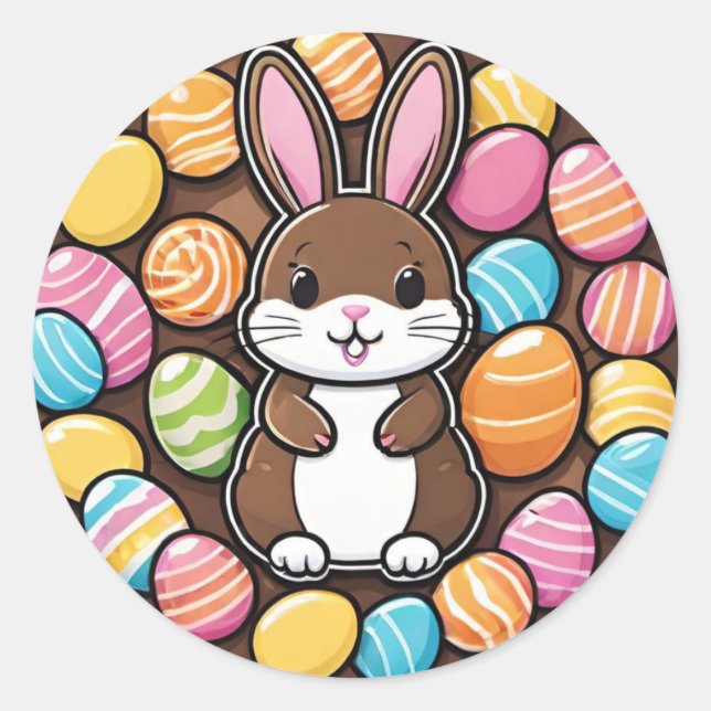 Farbenfrohe spielerische Schokolade Ostern Sonnens Runder Aufkleber (Vorderseite)