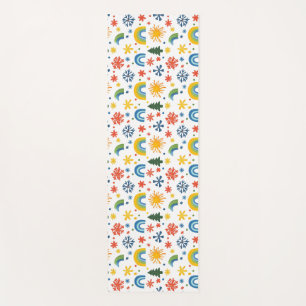 Farbenfrohe Spielweise mit Regenbogen und Blume Yogamatte